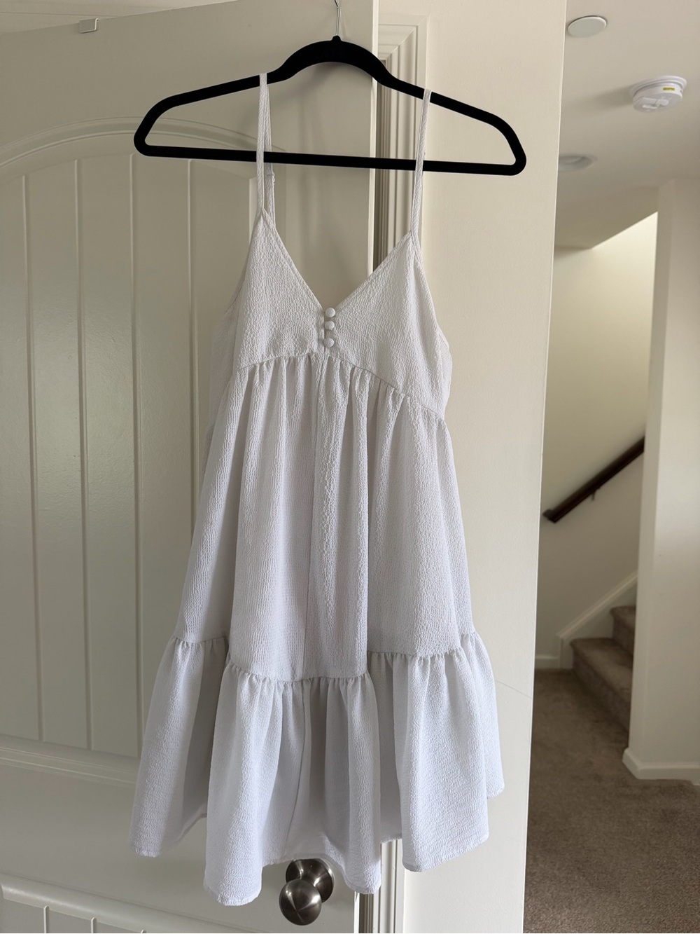 Urban Outfitters White Textured Tiered Sundress